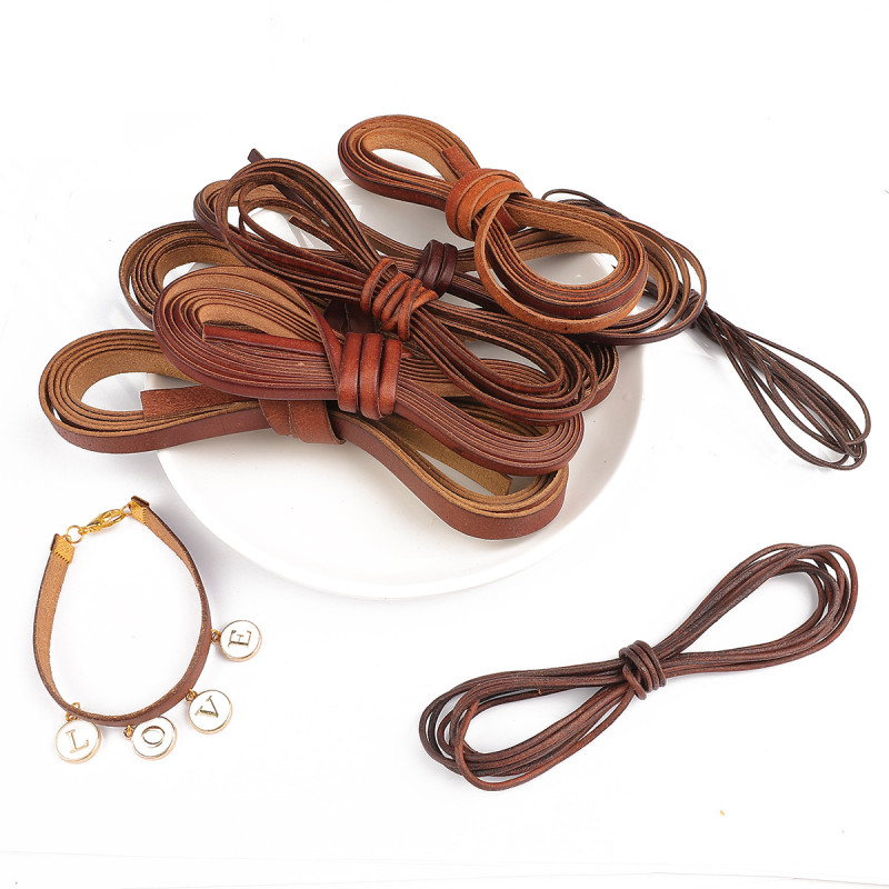 Retro Square Diy Imitation Leather Rope Cowhide Necklace Handmade Jewelry Accessories