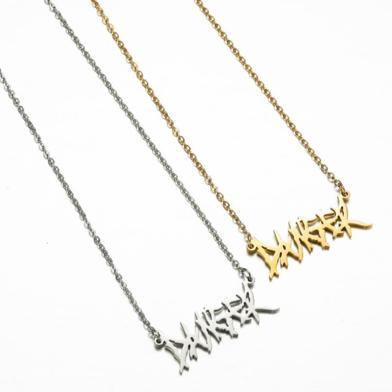 Art Letter Clavicle Chain Gothic Angel Princess Prince Pendant Harajuku Baby Girl