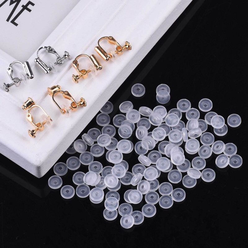 Screw Ear Clip Pads, Transparent Invisible Pain-proof Round Ear Ear Painless Silicone