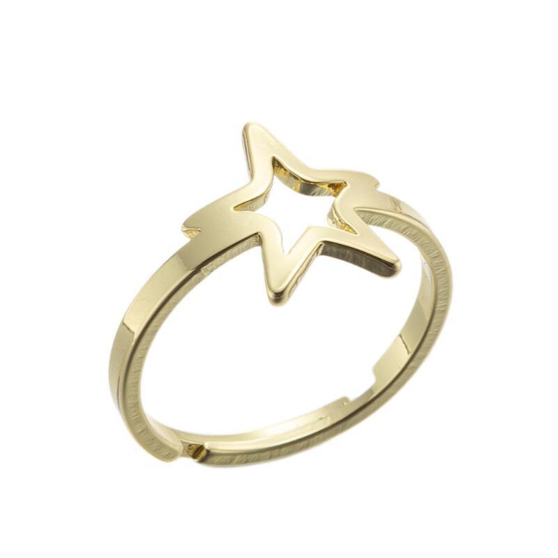 European and American New Stainless Steel Geometric Retro Ring Opening Adjustable Star