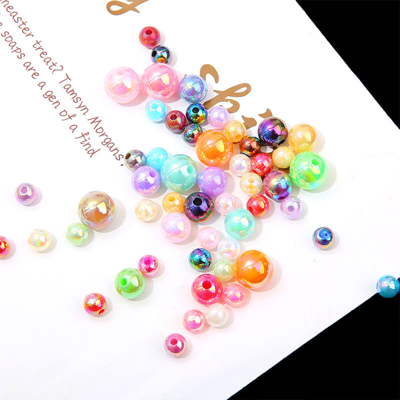 Acrylic Abs Imitation Pearls Ab Color Round Beads Loose Diy Accessories Material Song