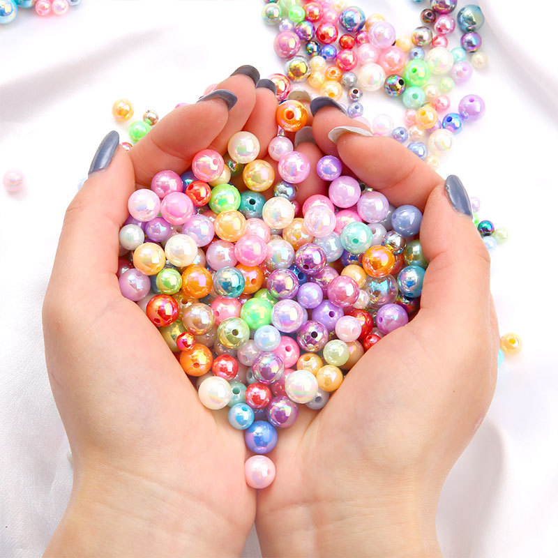 Acrylic Abs Imitation Pearls Ab Color Round Beads Loose Diy Accessories Material Song