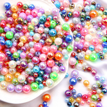 Acrylic Abs Imitation Pearls Ab Color Round Beads Loose Diy Accessories Material Song