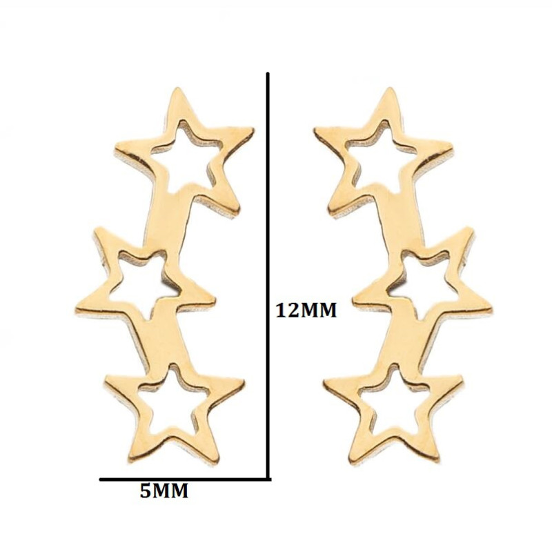 New Style Black Stainless Steel Simple Star and Moon Earrings Girls Personalized and