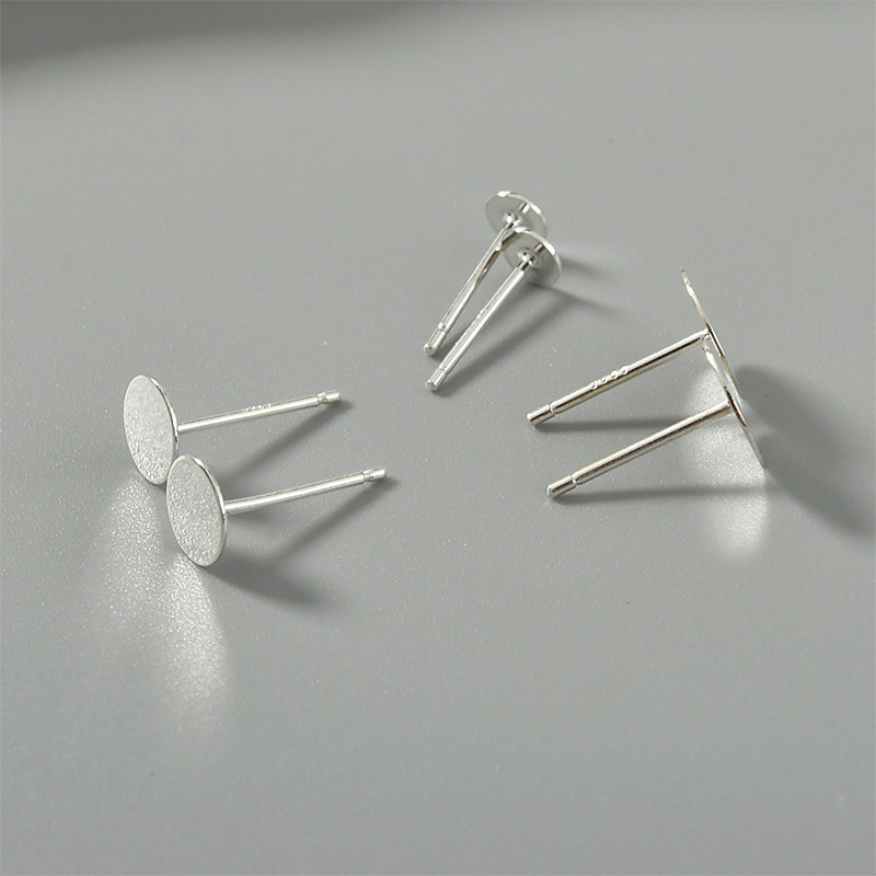 Imitation Silver Flat Bottom Ear Needle Copper Soft Electroplated Thick Stamp S925 Head