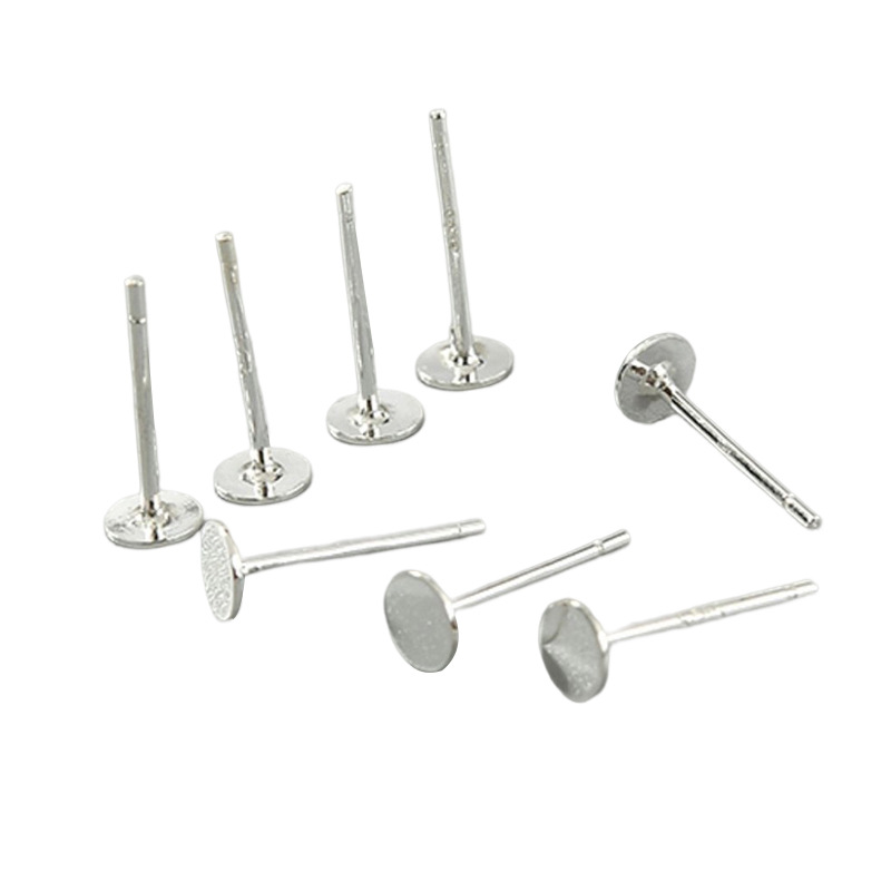 Imitation Silver Flat Bottom Ear Needle Copper Soft Electroplated Thick Stamp S925 Head
