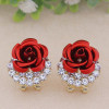Rose Flower Earrings for Women Short S925 Silver Needle Large Temperament New Versatile