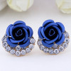 Rose Flower Earrings for Women Short S925 Silver Needle Large Temperament New Versatile