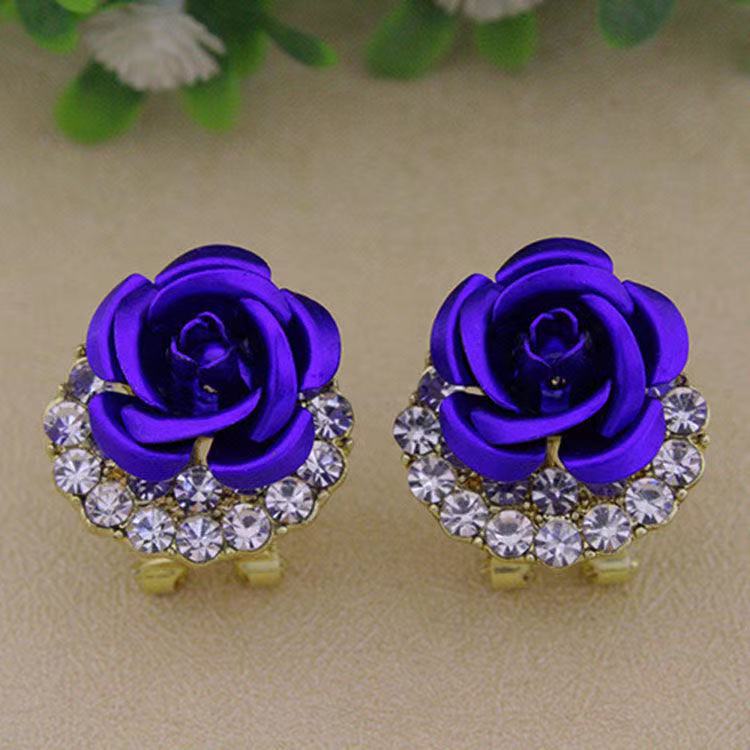 Rose Flower Earrings for Women Short S925 Silver Needle Large Temperament New Versatile