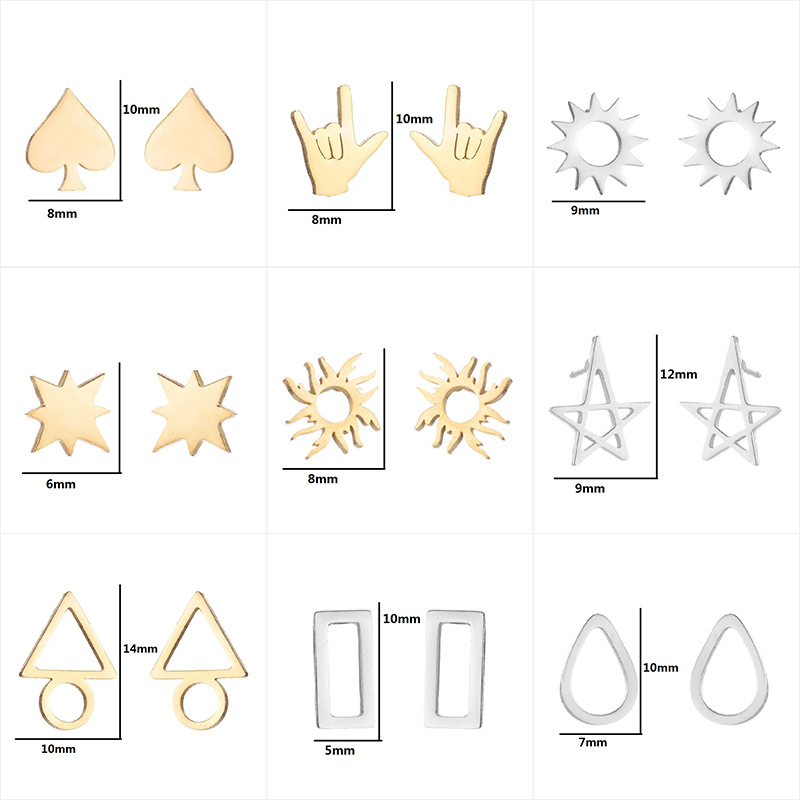 Amazon Fashion New Earrings Ins Love Triangle Round Square Geometric Simple One Week