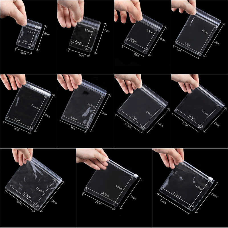 Diy Jewelry Earrings Bracelet Necklace Packaging Bag Pvc Translucent Ziplock Bag Hanging