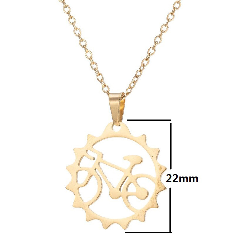 Korean Jewelry Necklace for Women Niche Design Hollow Stainless Steel Simple Bicycle