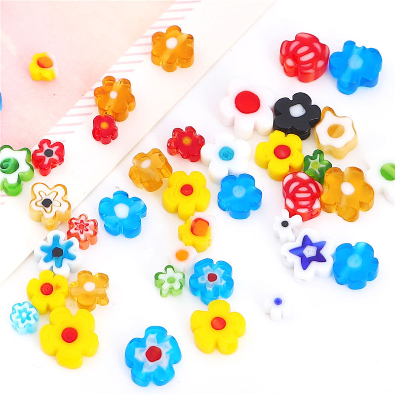 Qianhua Glazed Flower Love Glass Loose Beads Diy Handmade Beading Material Earrings