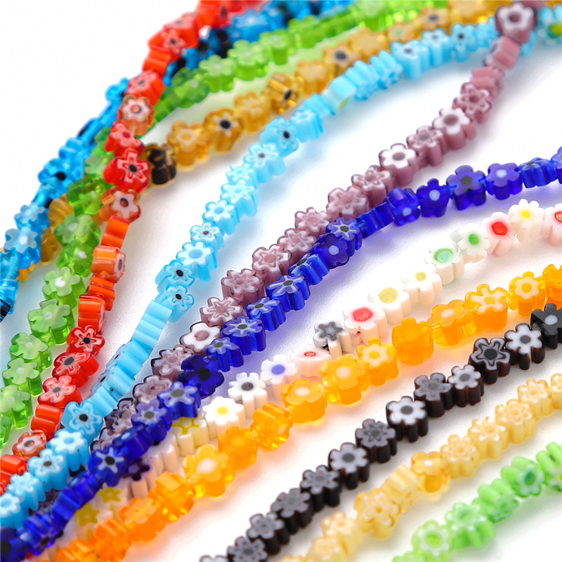 Qianhua Glazed Flower Love Glass Loose Beads Diy Handmade Beading Material Earrings