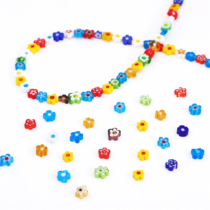 Qianhua Glazed Flower Love Glass Loose Beads Diy Handmade Beading Material Earrings