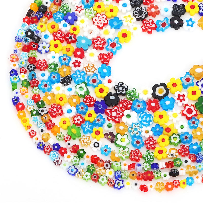 Qianhua Glazed Flower Love Glass Loose Beads Diy Handmade Beading Material Earrings