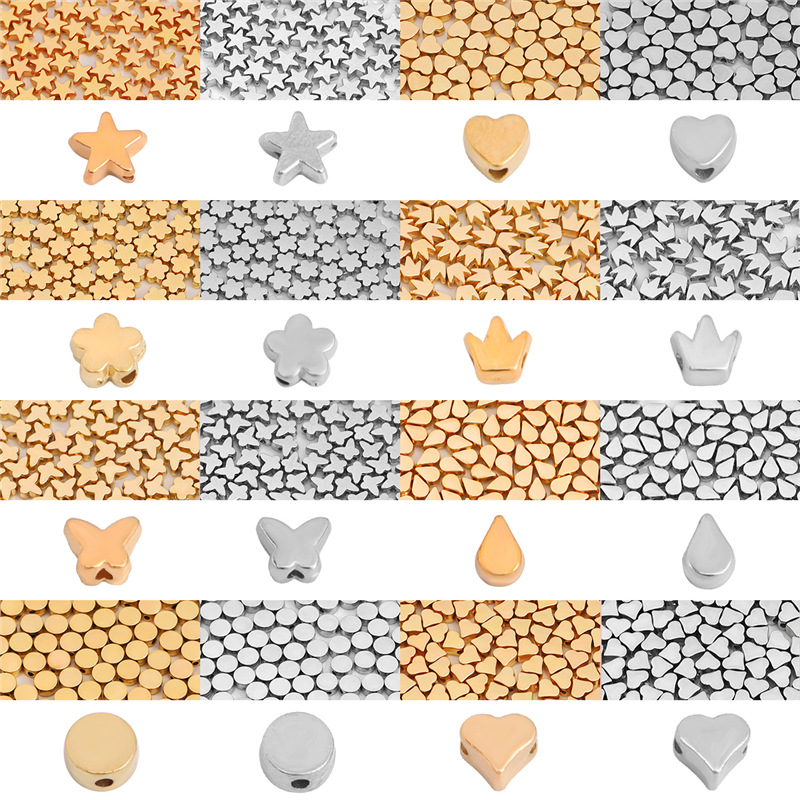 Plastic Five-pointed Star Ccb Gold Electroplating Love Flower Spacer Beads Diy Necklace