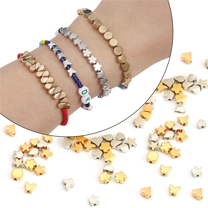 Plastic Five-pointed Star Ccb Gold Electroplating Love Flower Spacer Beads Diy Necklace