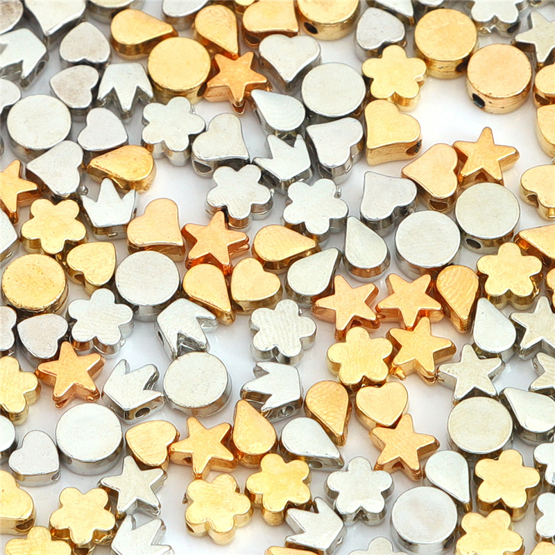Plastic Five-pointed Star Ccb Gold Electroplating Love Flower Spacer Beads Diy Necklace