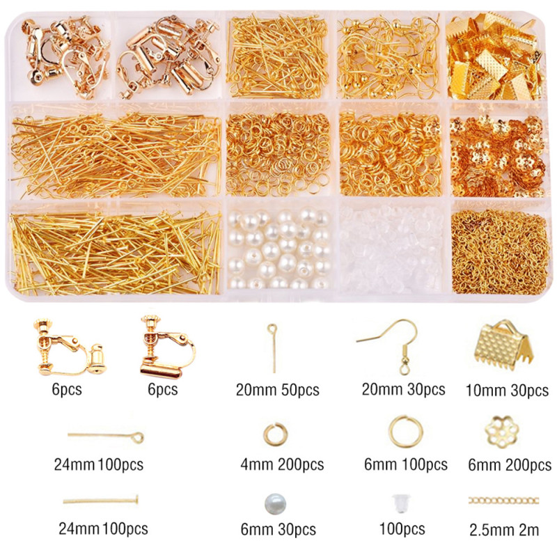 Jewelry Material Package Diy Accessories 15 Grid Boxed Ear Hook Single Circle