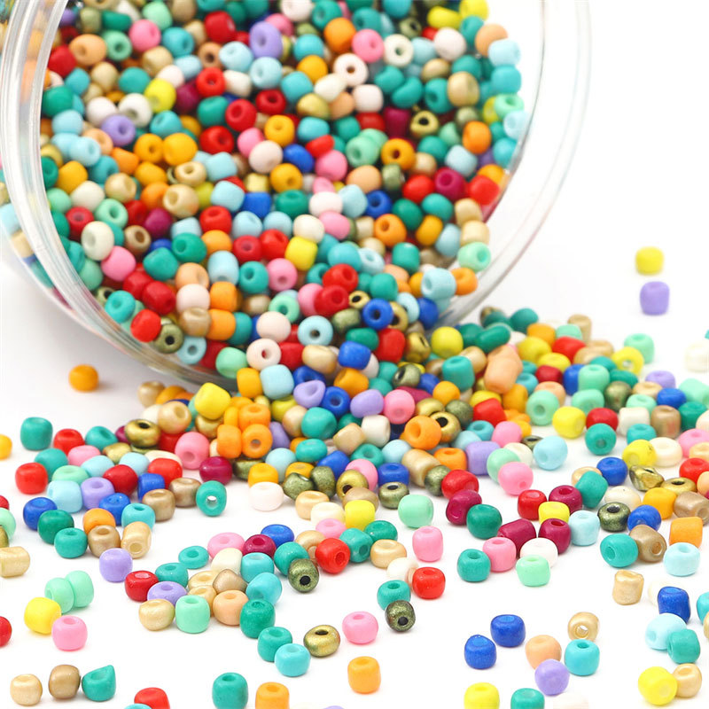 Solid Color Painted Glass Rice Beads Handmade Diy Braided Bracelet Necklace Loose Bead