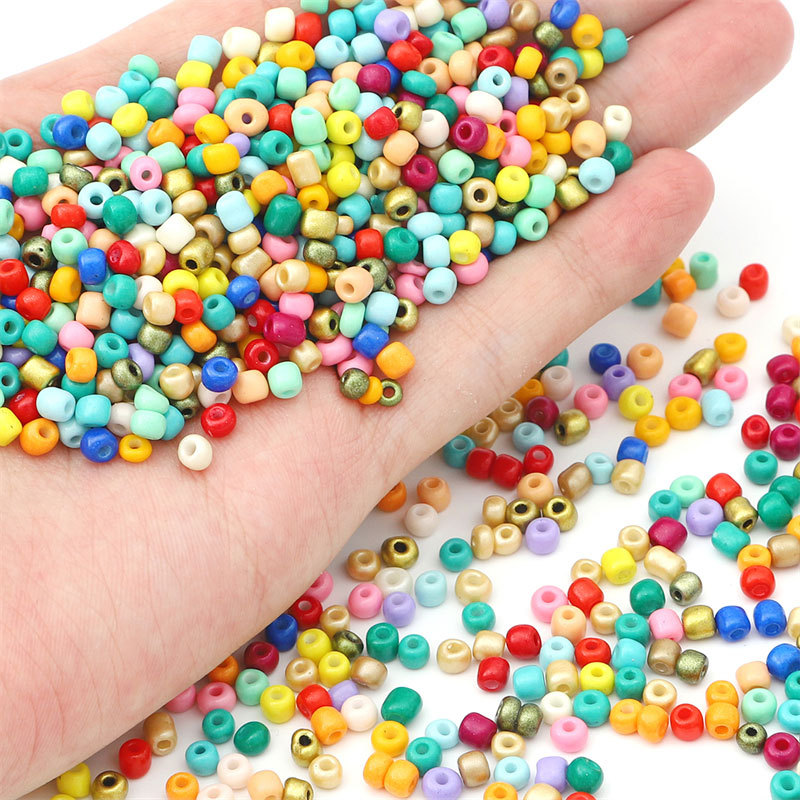 Solid Color Painted Glass Rice Beads Handmade Diy Braided Bracelet Necklace Loose Bead