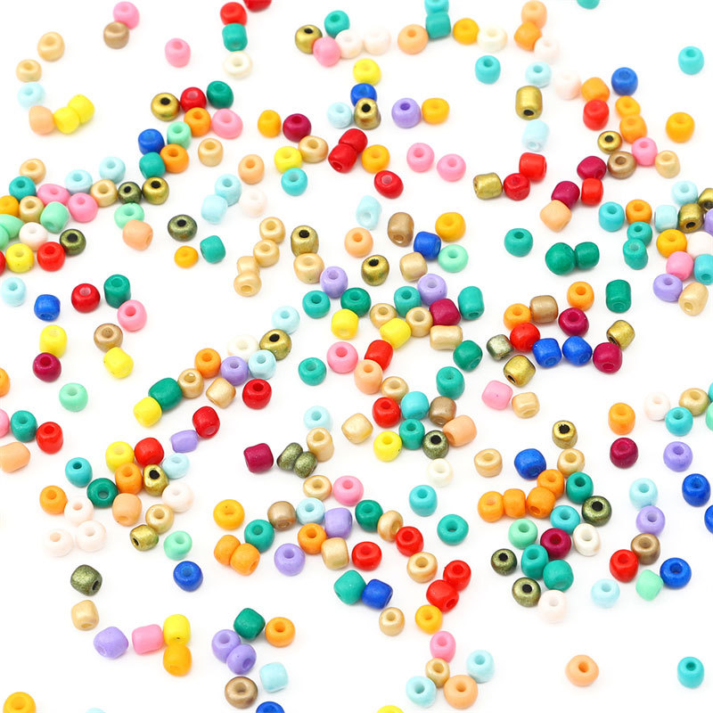 Solid Color Painted Glass Rice Beads Handmade Diy Braided Bracelet Necklace Loose Bead