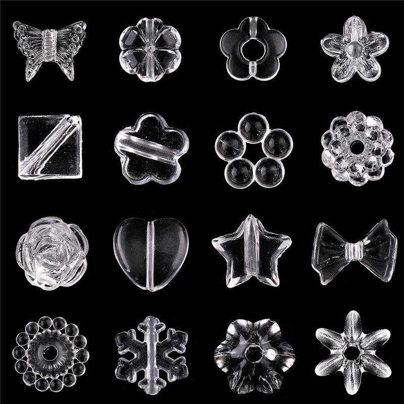 Transparent Acrylic Flower Square Loose Beads Diy Jewelry Accessories Hand-woven Bracelet