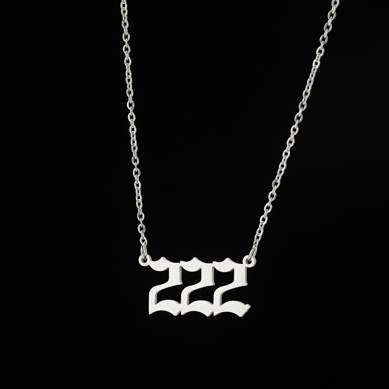 2025 Women's New Angel Lucky Number Pendant Necklace Fashion 000-999 Stainless Steel Retro