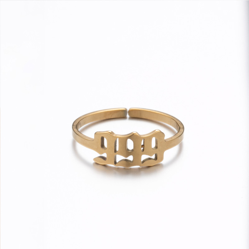 Amazon Lucky Number Angel 111-999 Open 18k Gold Ring Memorial Gift Stainless Steel Men's