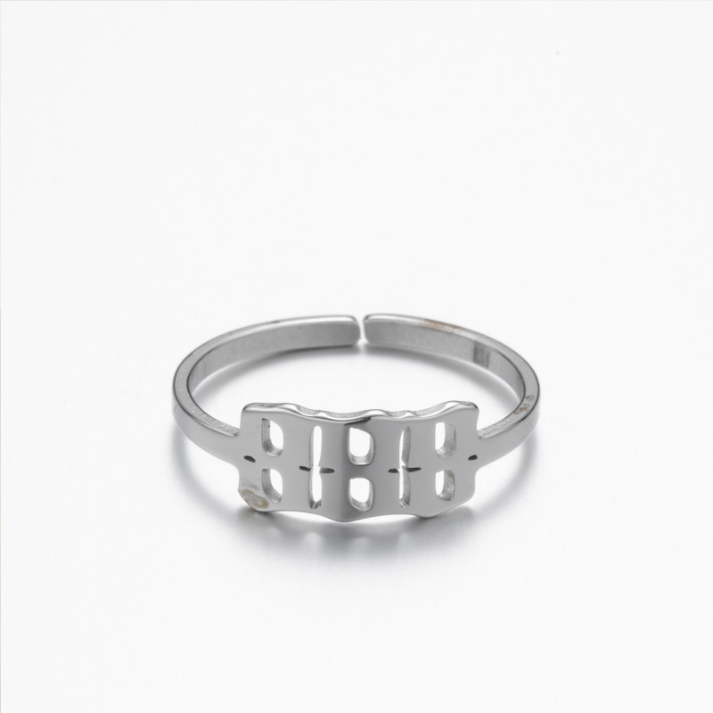 Amazon Lucky Number Angel 111-999 Open 18k Gold Ring Memorial Gift Stainless Steel Men's