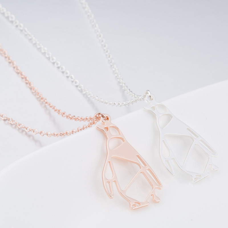 Fashion Stainless Steel Small Animal Necklace Ins Cold Wind Winter Origami Penguin