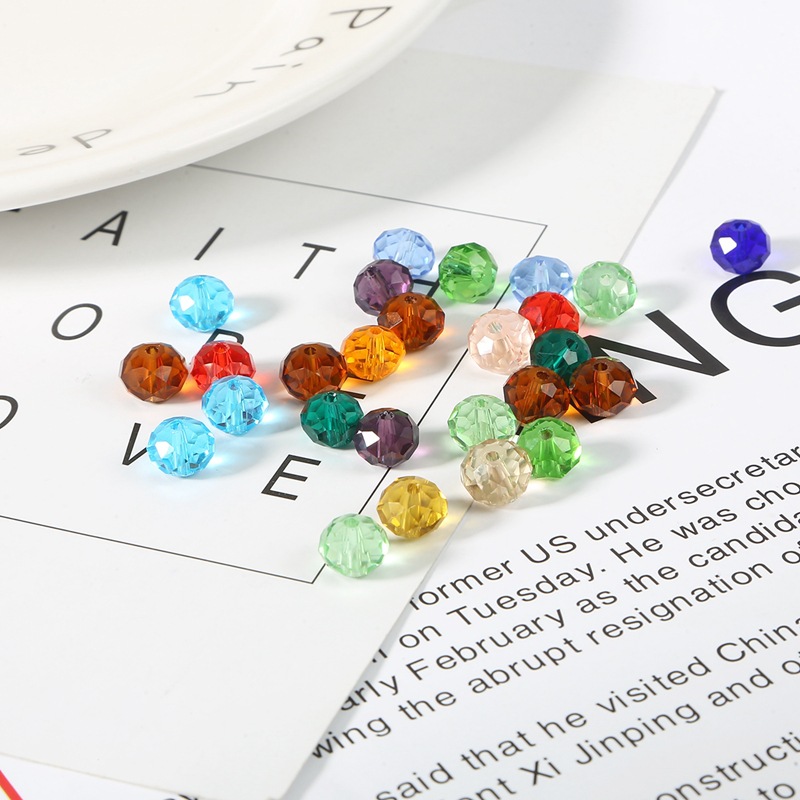 8mm Colored Glass Crystal Wheel Beads Handmade Diy Bracelet Necklace Jewelry Material