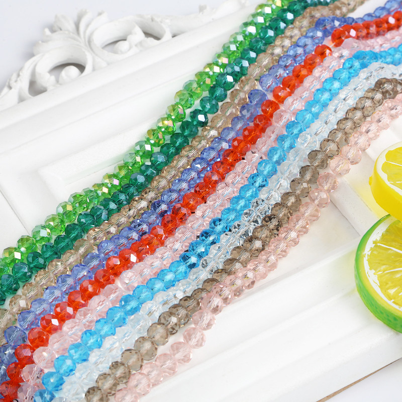 8mm Colored Glass Crystal Wheel Beads Handmade Diy Bracelet Necklace Jewelry Material