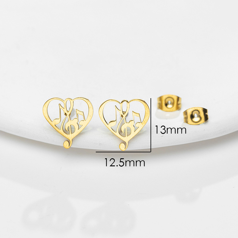 European and American New Geometric Simple Love-shaped Earrings Ins Fashion Music Symbol