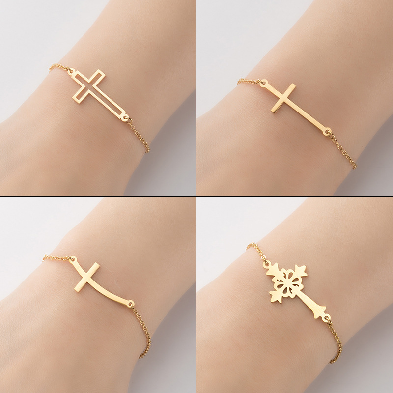 Amazon New Women's Cross Pendant Bracelet Ins Fashion Simple Geometric Couple