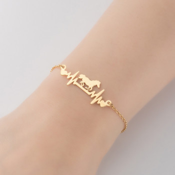 Real Gold Electroplating Geometric Love Heartbeat Bracelet Korean Simple Niche Design