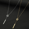 18k Gold Retro Korean Fashion Simple Geometric Love Star Necklace Eight-character Wine