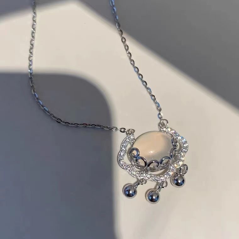 Peace Lock Necklace Women's Ruyi Bell Longevity Pendant Goddess' Day Gift for Mom and