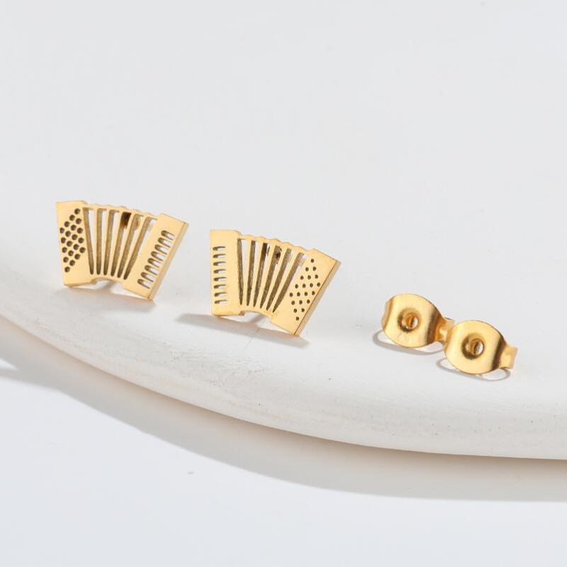 New Retro Horn Accordion Earrings Ins Personalized Music Headphones Singing Microphone