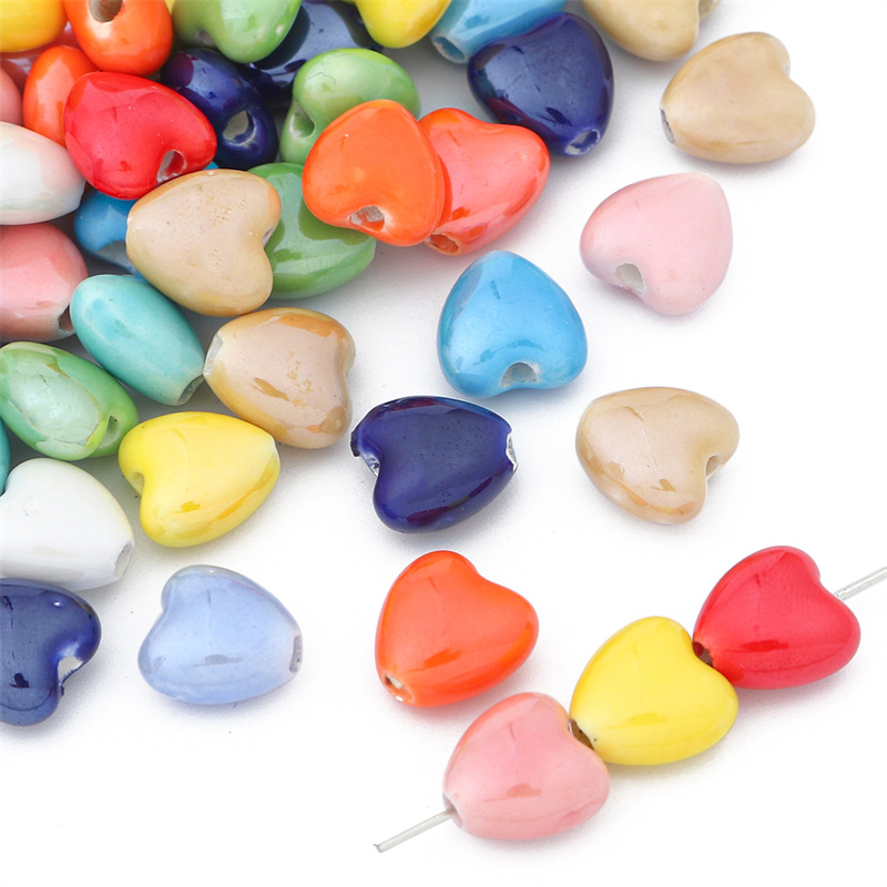 Milky Ceramic Five-petal Flower Square Beads Diy Handmade Beaded Bracelet Necklace Peach