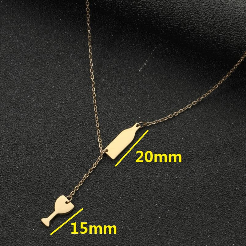 Sweet and Fashionable New Stainless Steel Pendant Necklace Ins Women's Red Wine Glass
