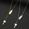 Sweet and Fashionable New Stainless Steel Pendant Necklace Ins Women's Red Wine Glass
