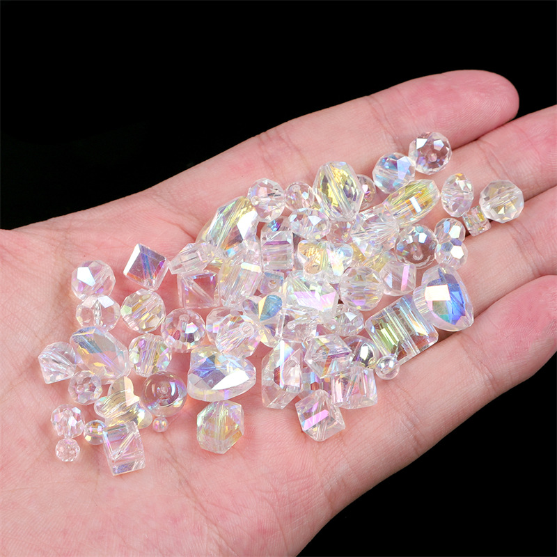 Glass Crystal Pearlescent Flat Beads Square Peach Heart Diy Handmade Beaded Bracelet