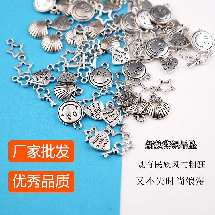 Diy Alloy Jewelry Accessories Tibetan Silver Retro Ethnic Style Pendant Bracelet Necklace