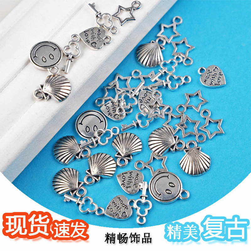 Diy Alloy Jewelry Accessories Tibetan Silver Retro Ethnic Style Pendant Bracelet Necklace