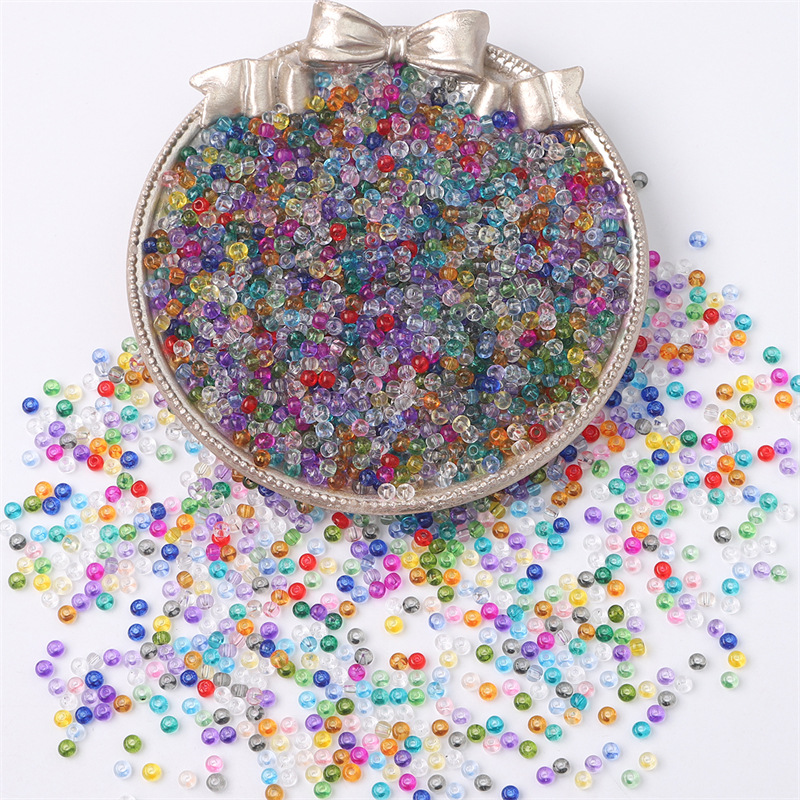 High Quality 2/3/4mm Transparent Paint Solid Color Rice Beads Handmade Diy Necklace