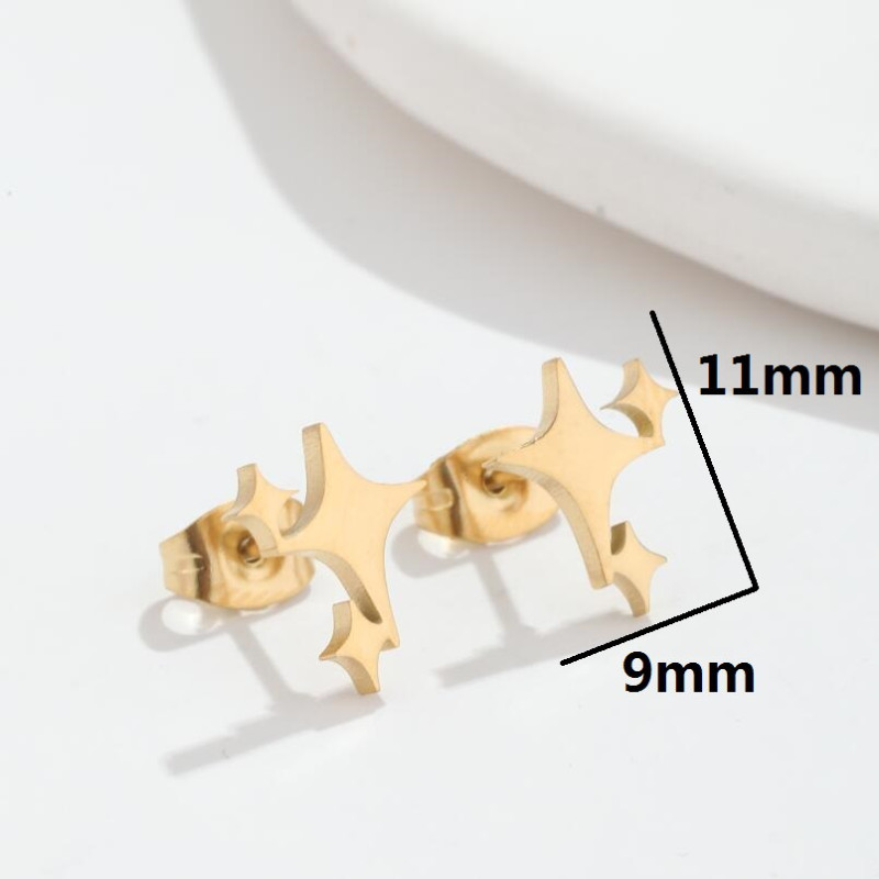 Stainless Steel 18k Gold Electroplated Star Earrings Ins Style Fashionable Simple Sweet