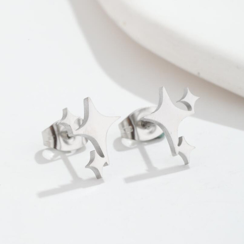 Stainless Steel 18k Gold Electroplated Star Earrings Ins Style Fashionable Simple Sweet