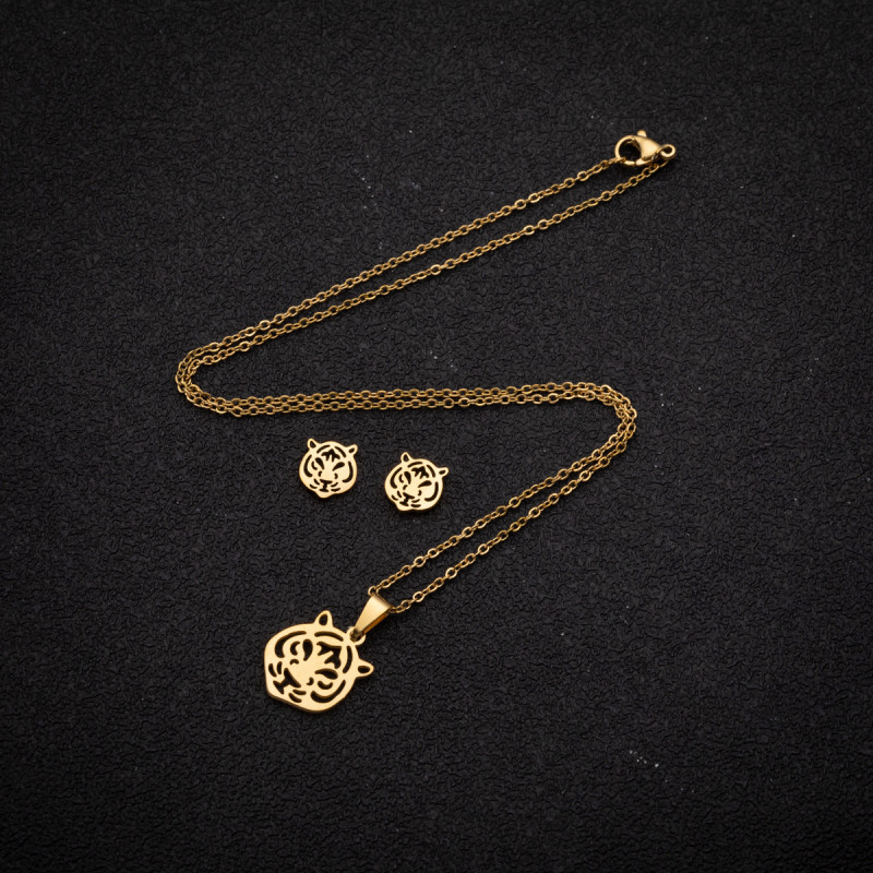 Year of the Tiger 18k Gold Little Earrings Women's Stainless Steel Small Fresh New